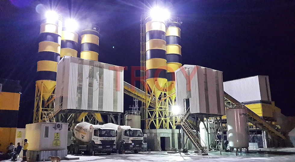 Stationary Concrete Batching Plant High Capacity Troy Makine